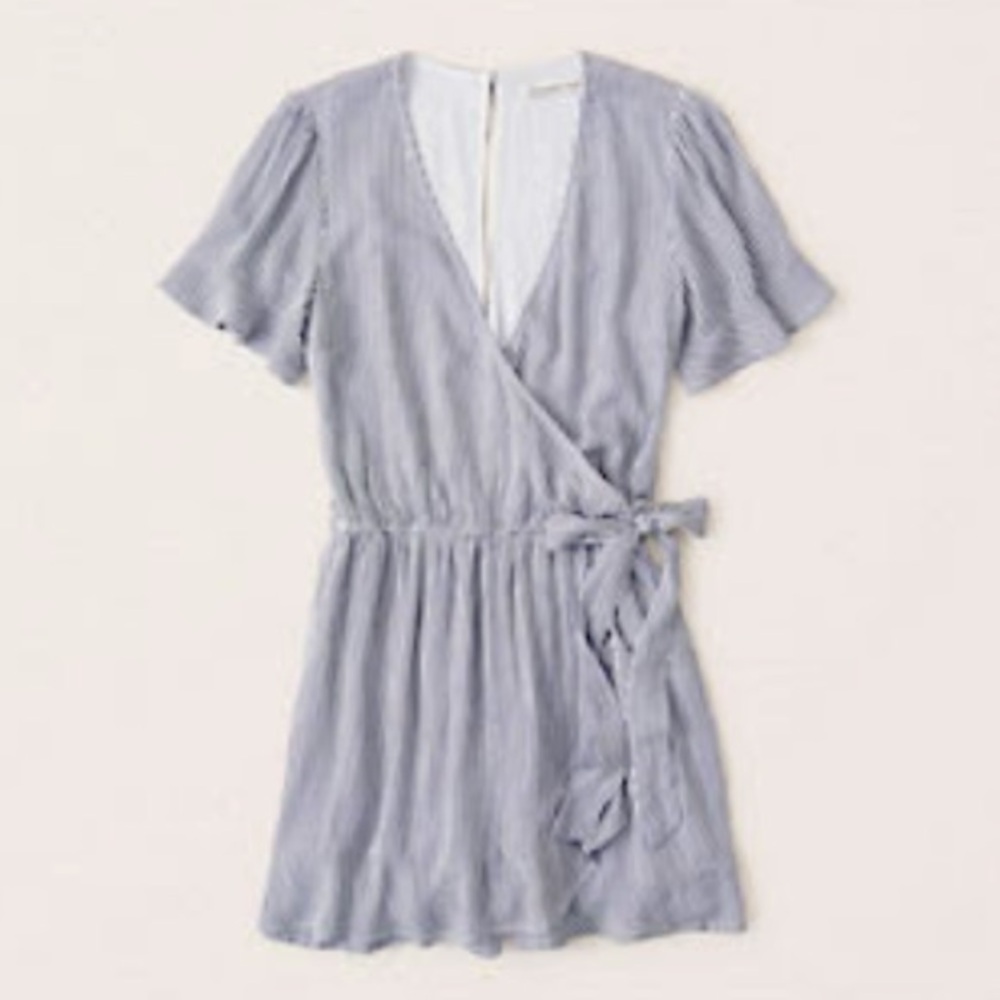 Abercrombie Blue Strip Wrap-Front Romper Size M